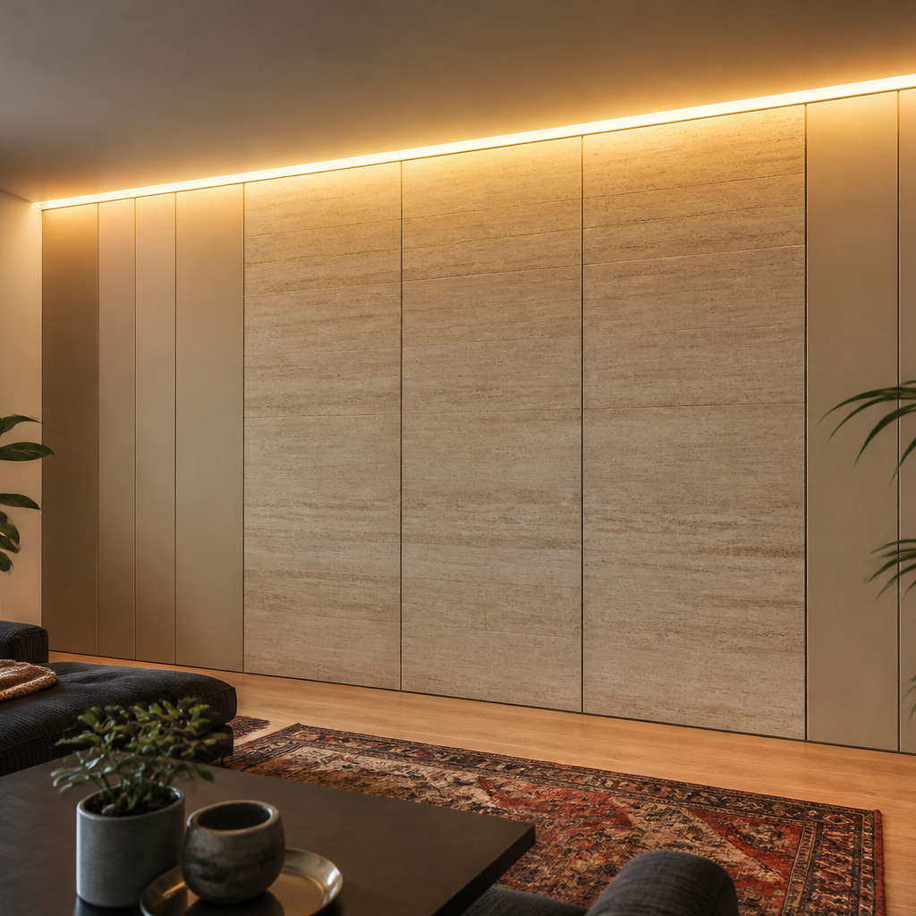 Parete full wall living Travertino Naturale 1