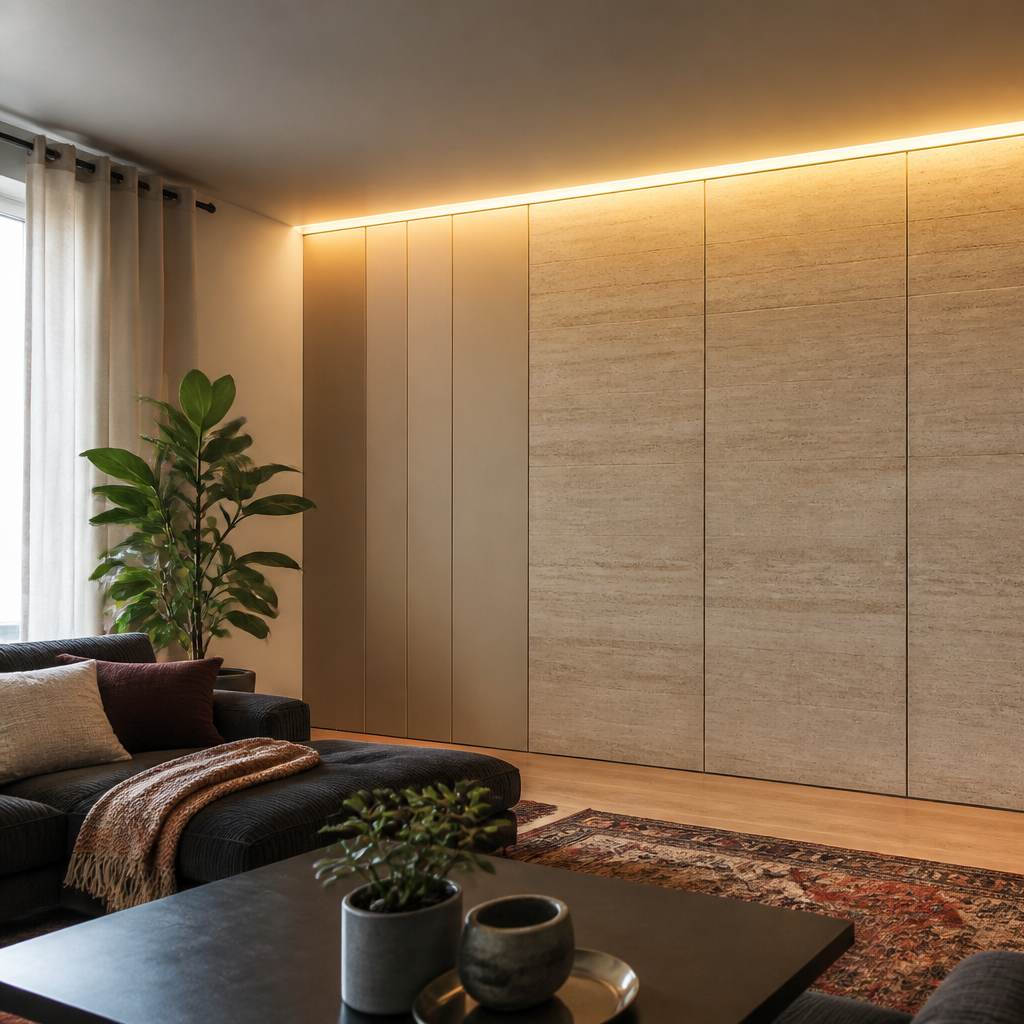 Parete full wall living Travertino Naturale 2