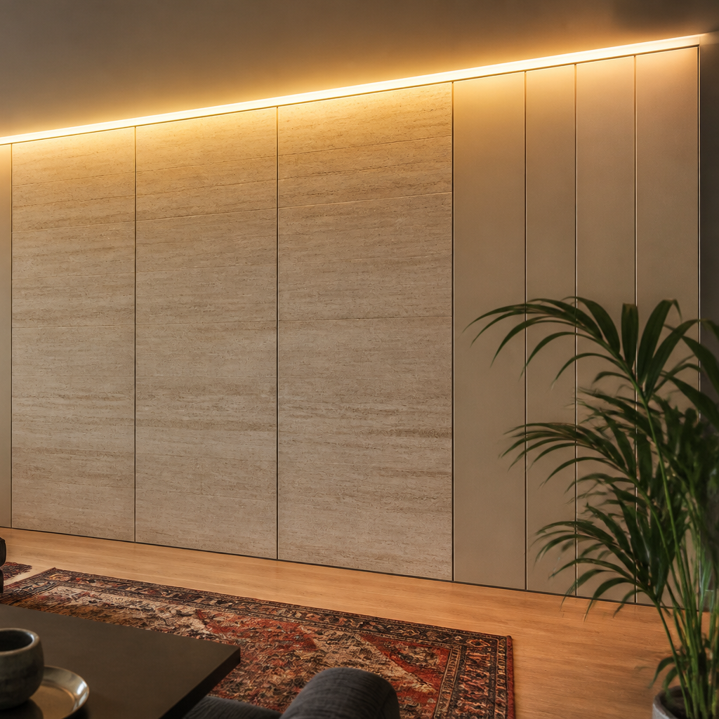 Parete full wall living Travertino Naturale 3
