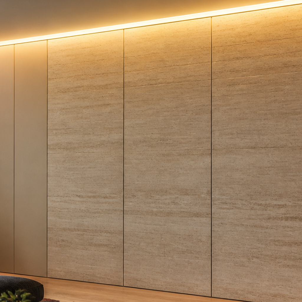 Parete full wall living Travertino Naturale 4