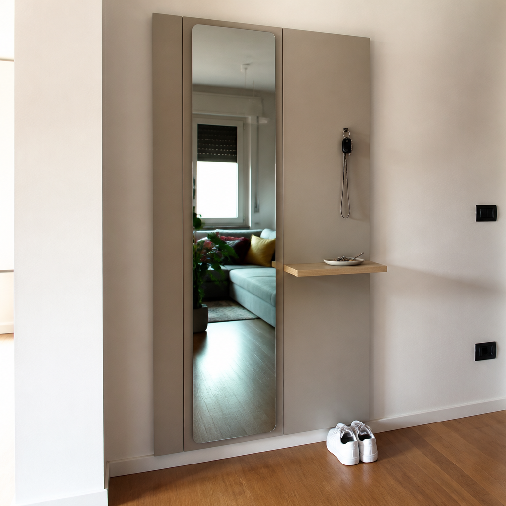 Parete Ingresso con specchio Rovere Calma 2