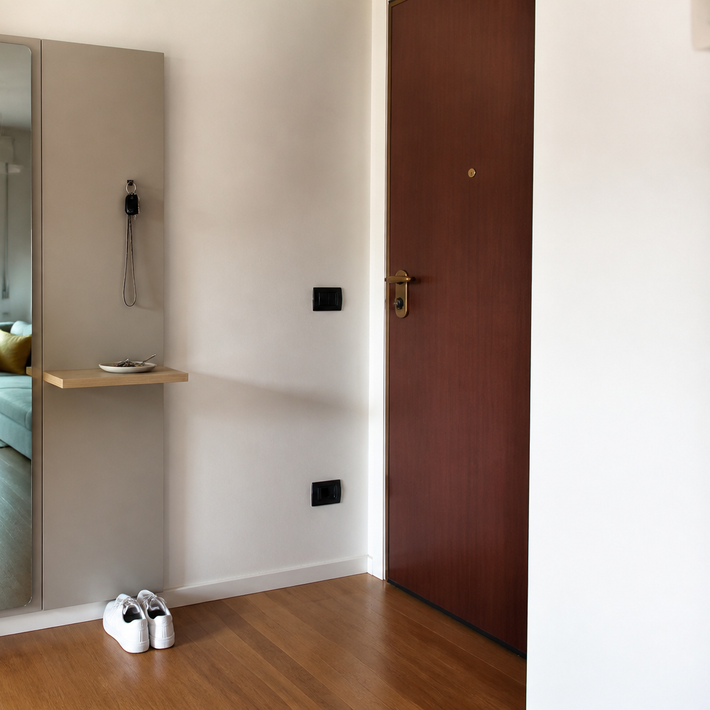 Parete Ingresso con specchio Rovere Calma 3