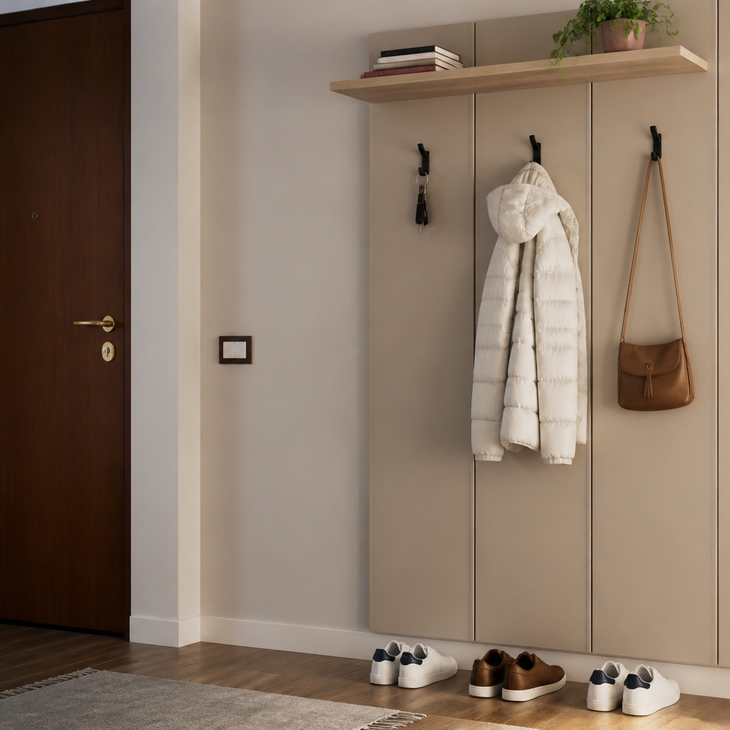 Parete Ingresso con appendiabiti Rovere Aria 2