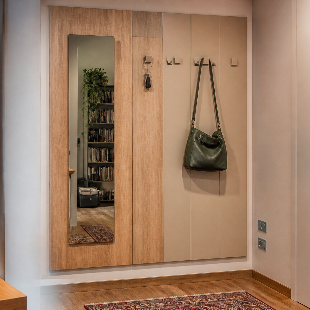 Parete Ingresso con appendiabiti Rovere Materia 1