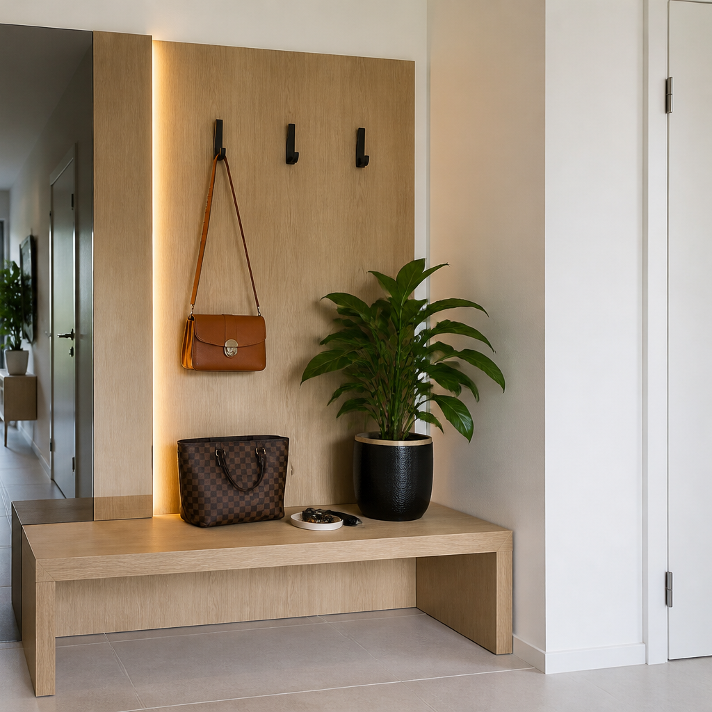 Parete Ingresso con panca Rovere Casa 3