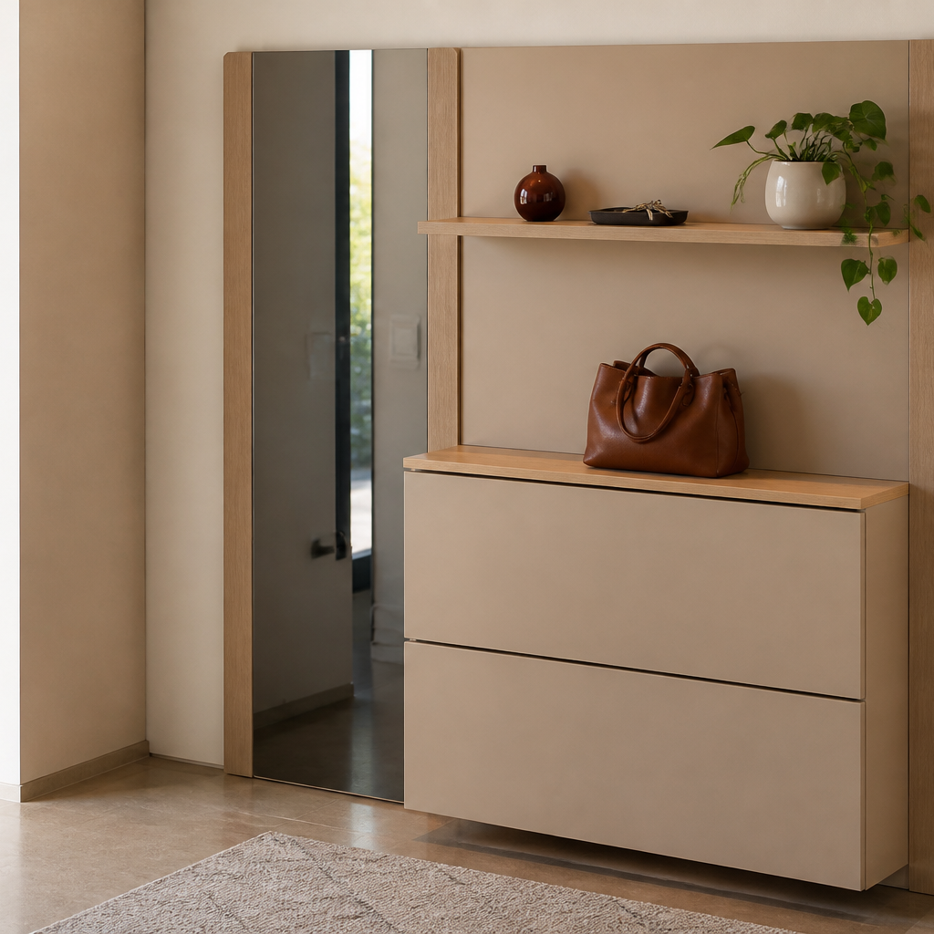 Parete Ingresso con scarpiera Rovere Calma 1