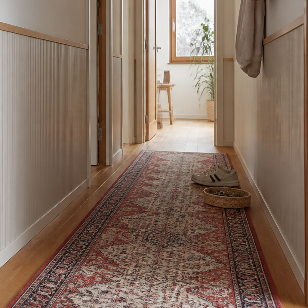 Parete Corridoio con boiserie bassa Rovere Ritmo 5