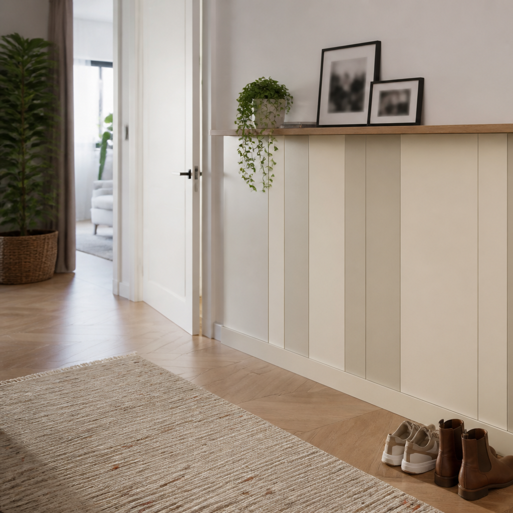 Parete Corridoio con boiserie bassa Rovere Aria 2