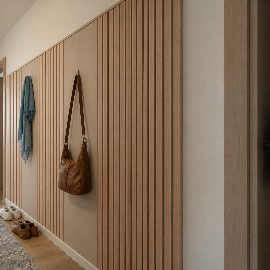 Parete Corridoio con listelli in legno Rovere Profilo 3