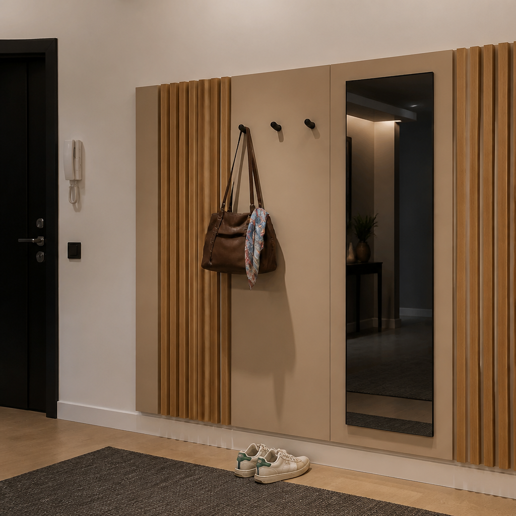 Parete Corridoio con listelli in legno Rovere Naturale 2
