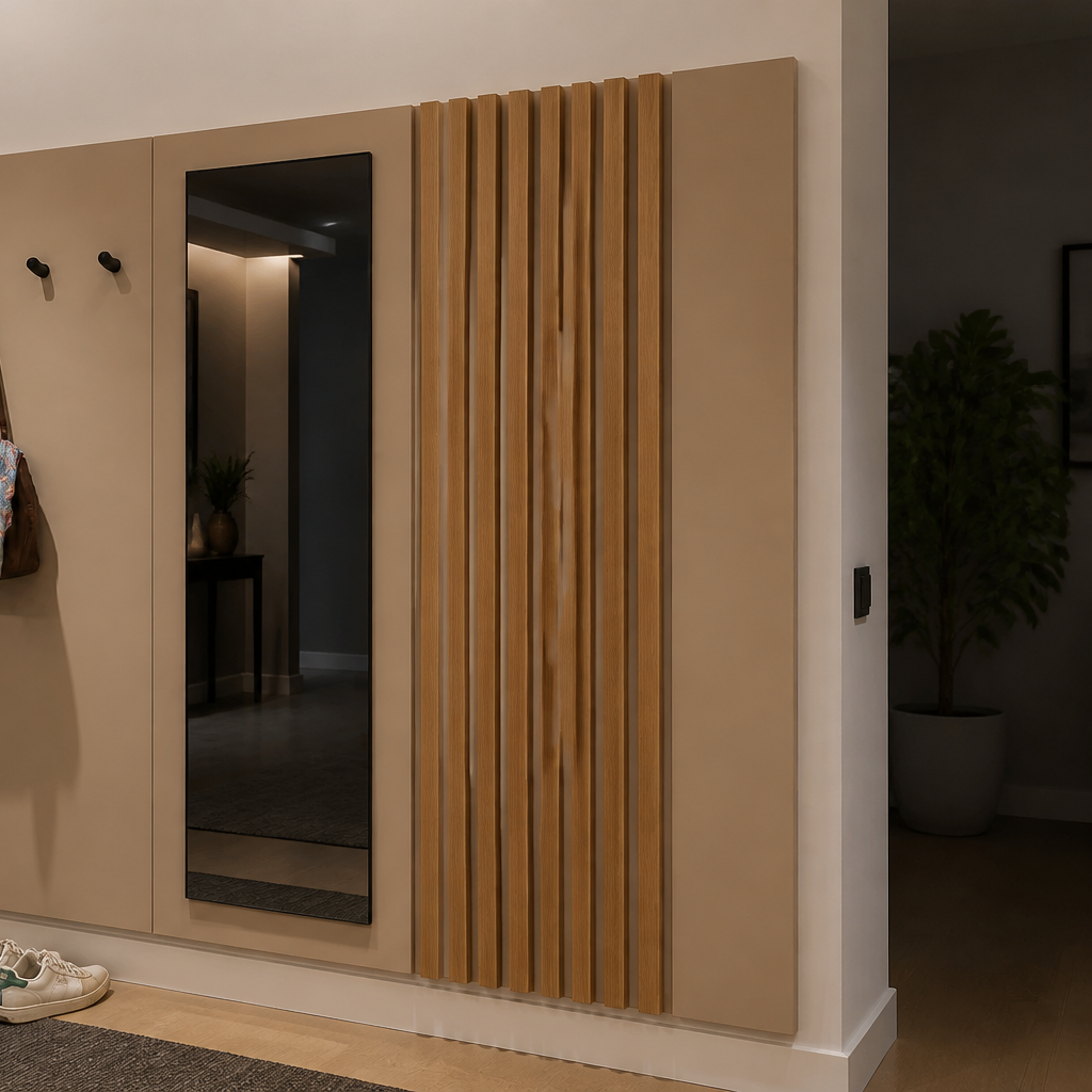 Parete Corridoio con listelli in legno Rovere Naturale 3