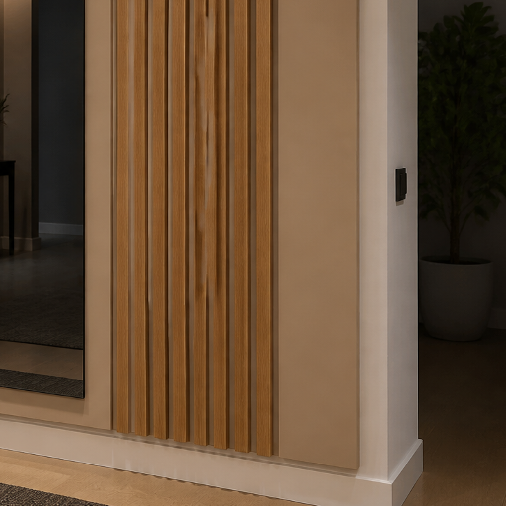 Parete Corridoio con listelli in legno Rovere Naturale 5