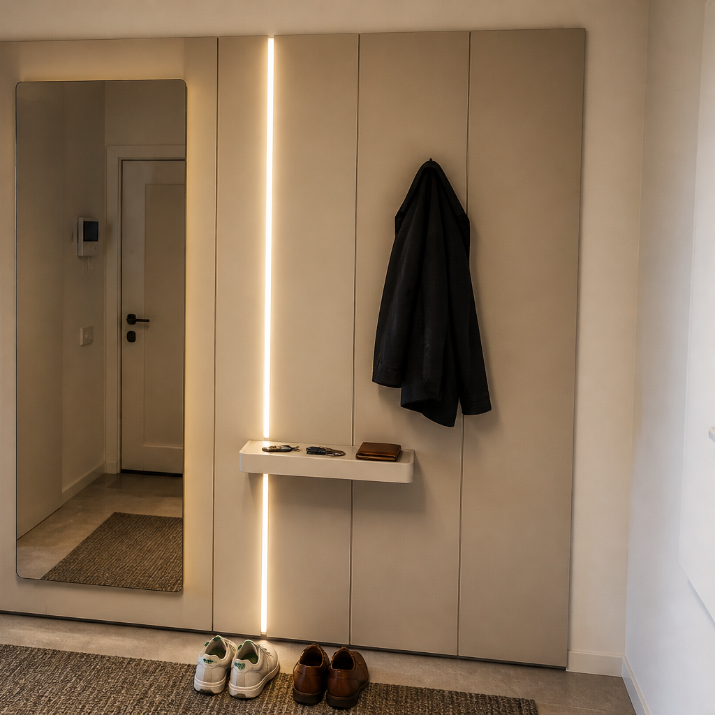 Parete Ingresso con LED Specchio Atelier 3