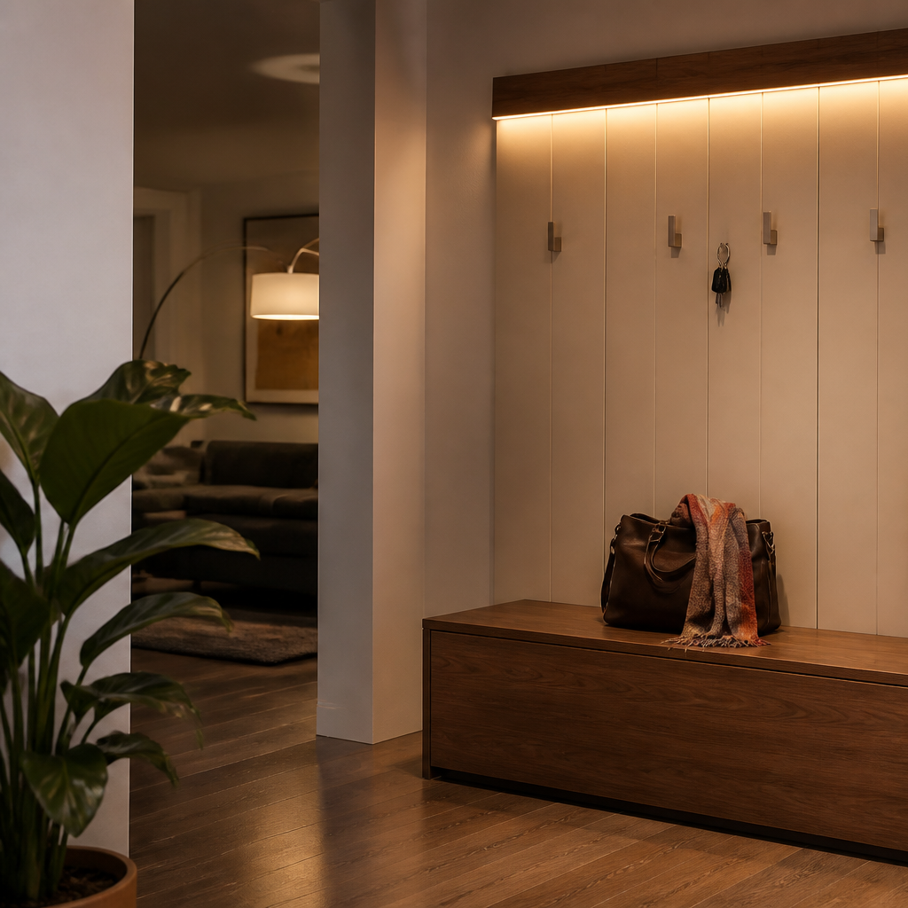 Parete Ingresso con LED Noce Calma 2