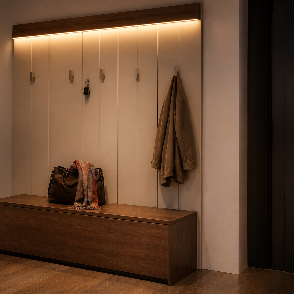 Parete Ingresso con LED Noce Calma 3