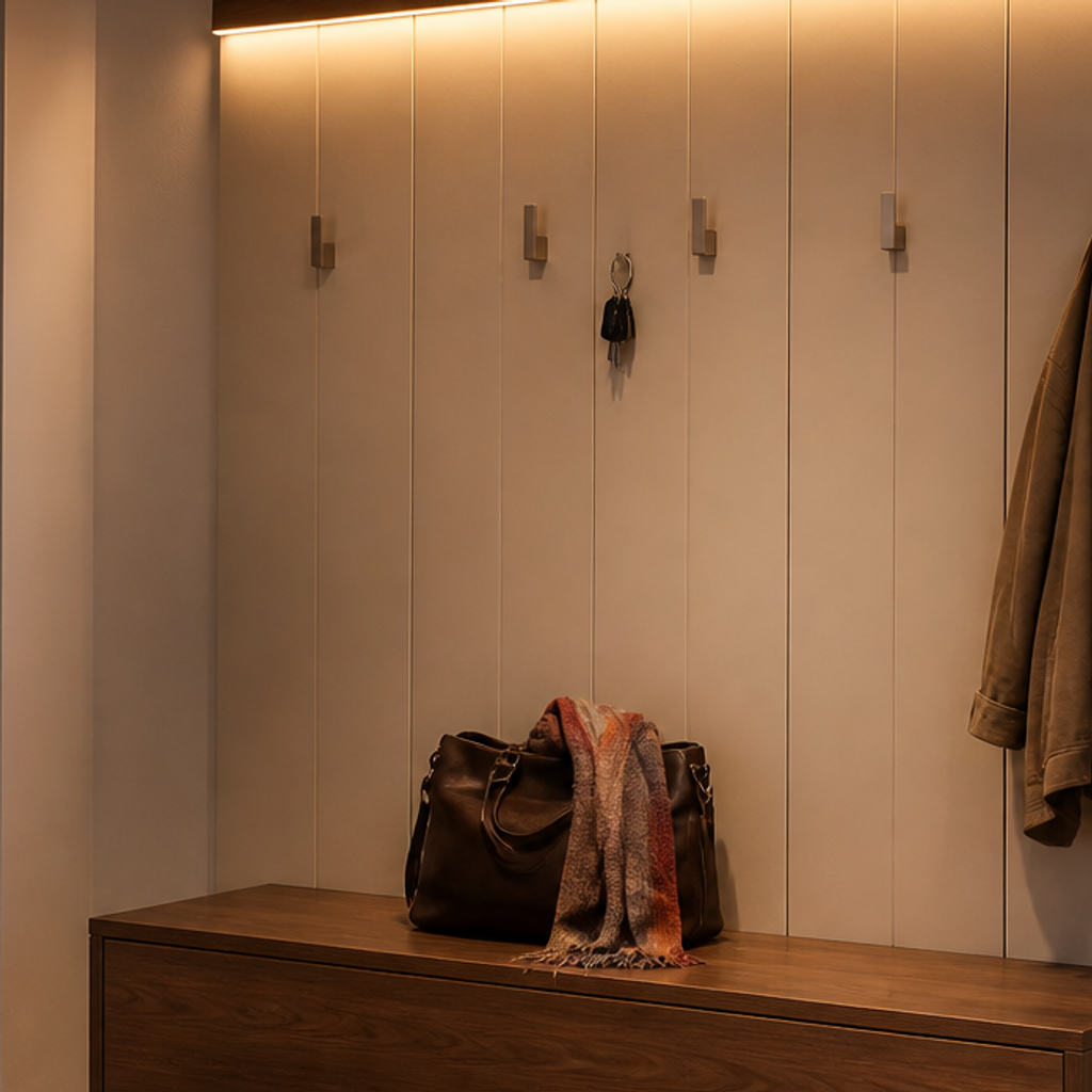 Parete Ingresso con LED Noce Calma 4