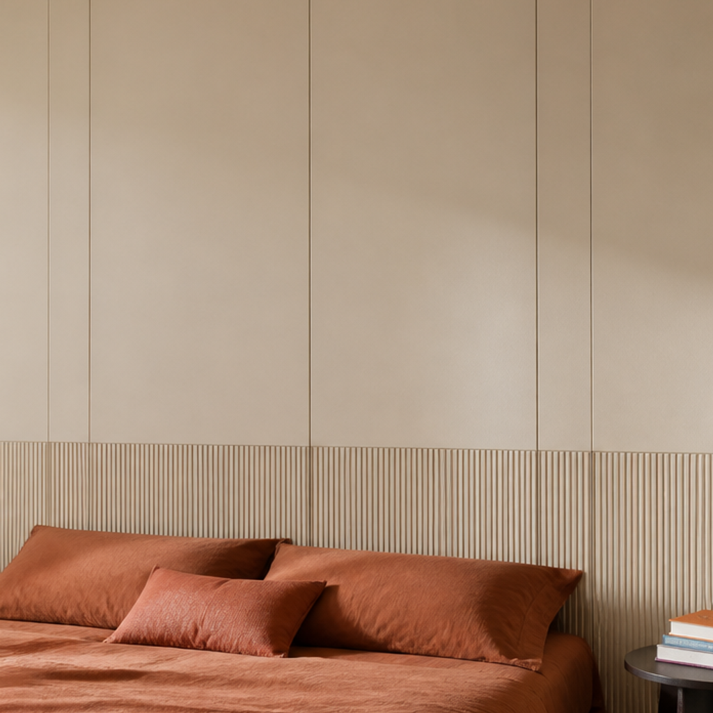 Parete Boiserie dietro letto Noce Materia 4