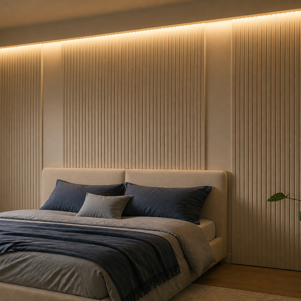 Parete Camera con LED Canapa Naturale 1