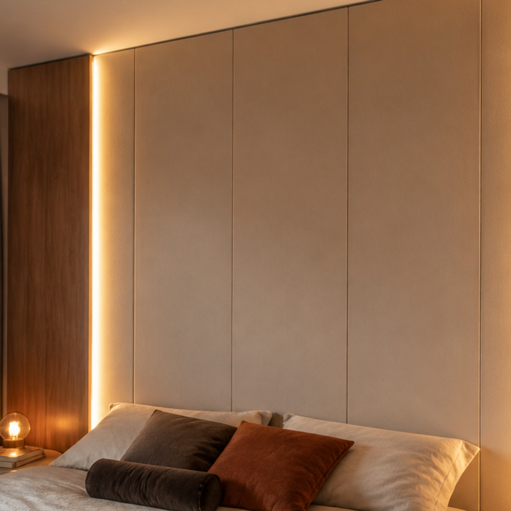 Parete Camera con LED Noce Forma 4