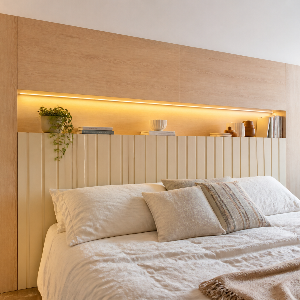 Parete Camera con LED Rovere Casa 1