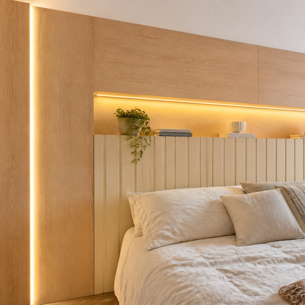 Parete Camera con LED Rovere Casa 2